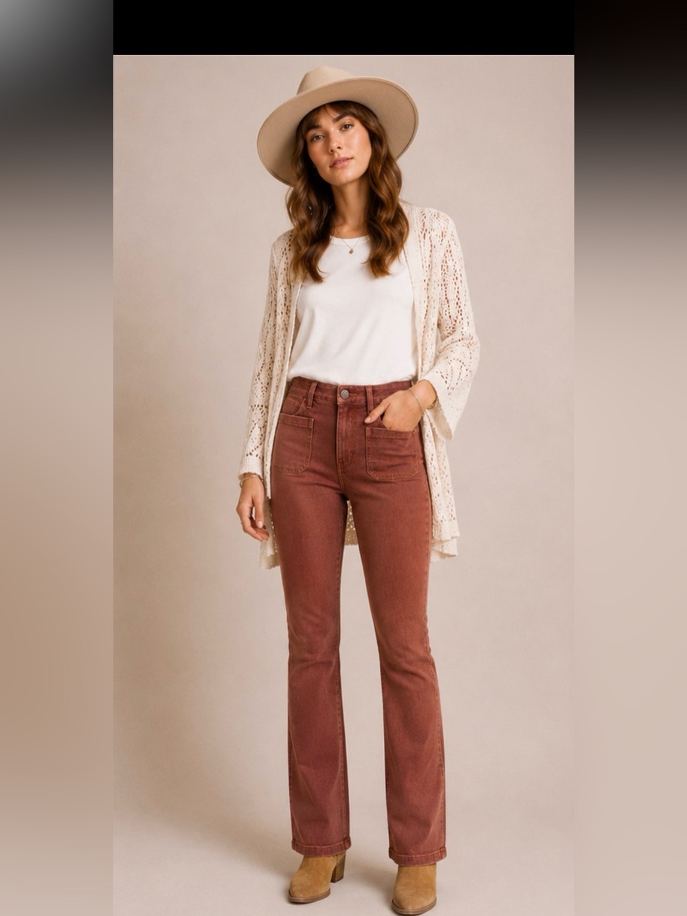 Anthropologie Pilcro High-Rise Skinny Boot Jeans – Rust/Terracotta
